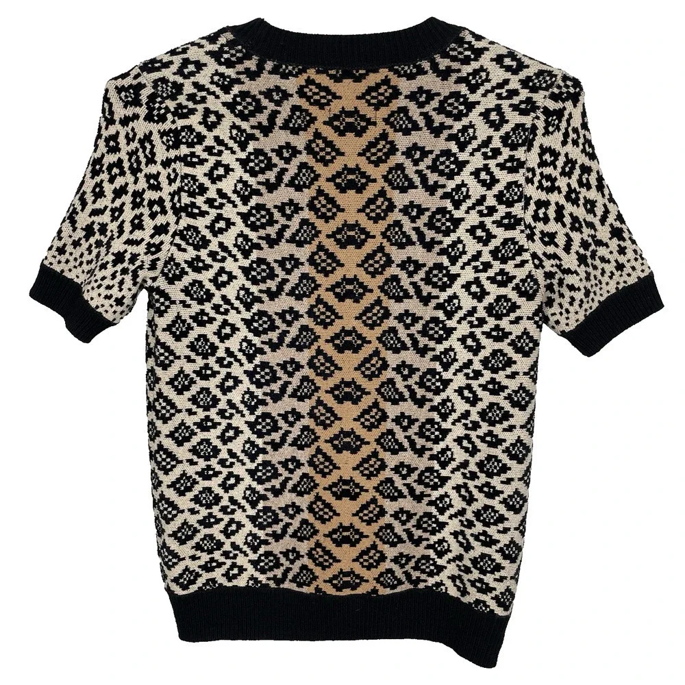 Anthropologie Maeve Ellinor Knit Top Size XS Leopard Print Wool Cashmere Blend - Picture 2 of 9